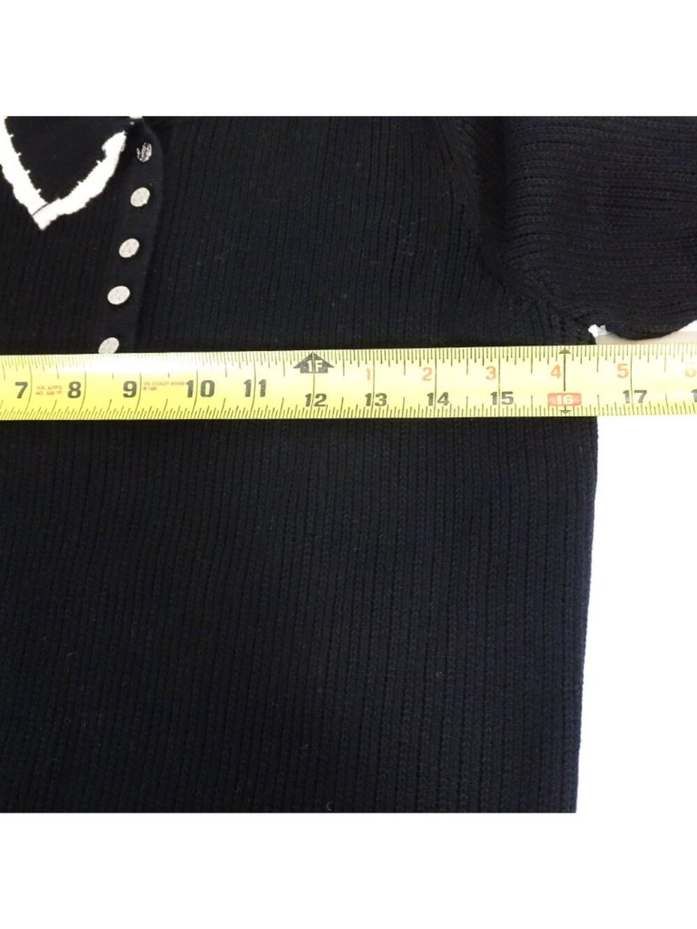 CeCe Black Pullover Knit Sweater Peter Pan Collar Long Sleeve Women Size S NEW - Picture 12 of 15